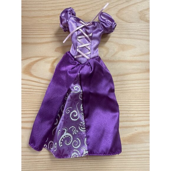 Disney Rapunzel Tangled Doll Purple Satin Dress Gown Puff Sleeves Lace-Up - Picture 1 of 4